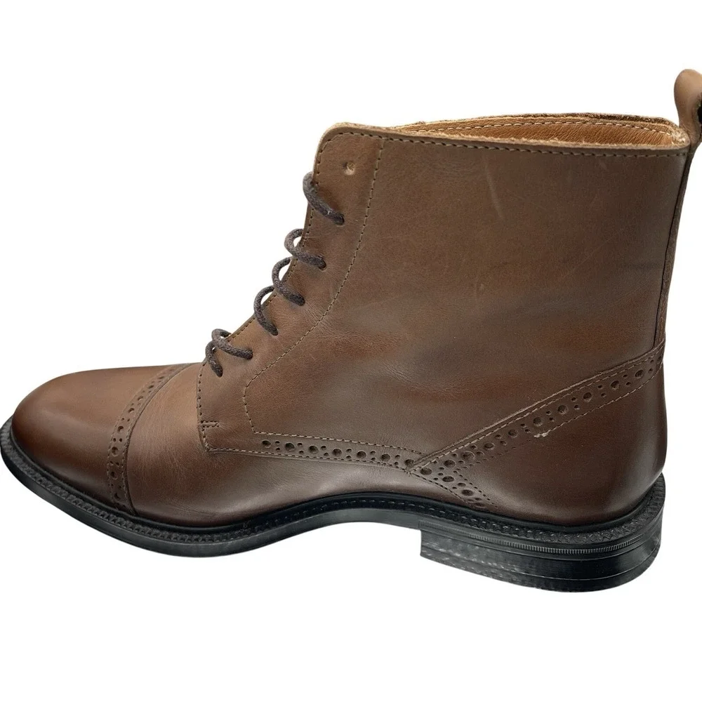 Mens Stafford 014-1235‎ Gunner Cap Toe Brown Leather Ankle Dress Boot 8.5 NEW